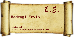 Bodrogi Ervin névjegykártya